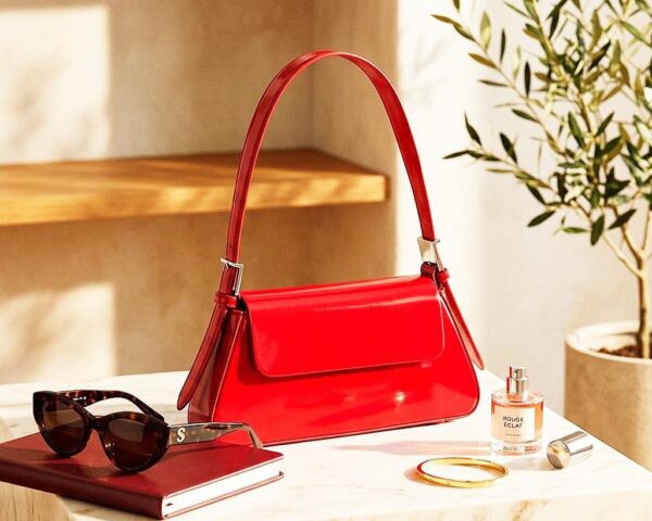 ladies red shoulder bag