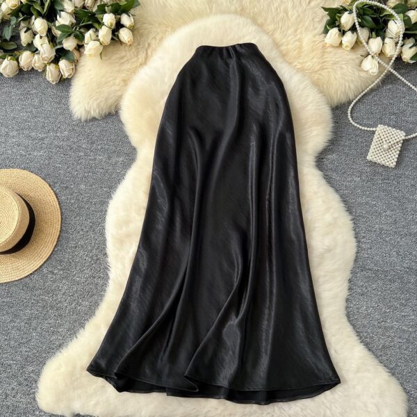 Women's Satin Elastic Waist Skirts women's satin elastic waist skirts