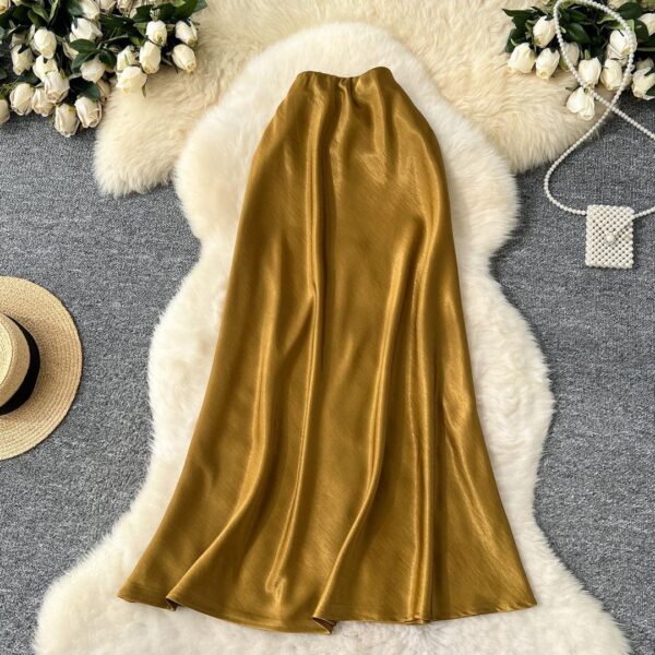 Women's Satin Elastic Waist Skirts women's satin elastic waist skirts