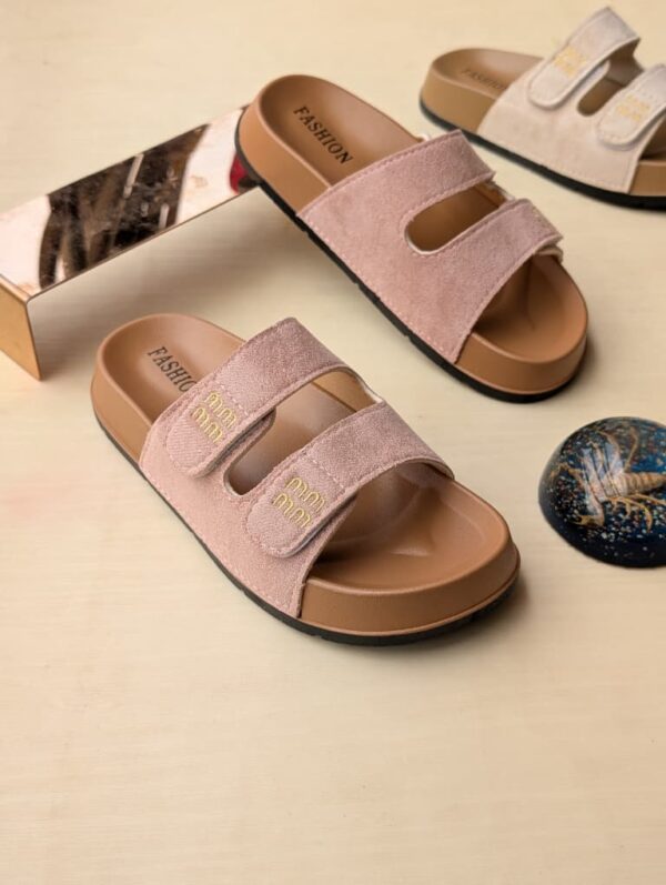 Women's Suede Double Strap Slide women's suede double strap slide