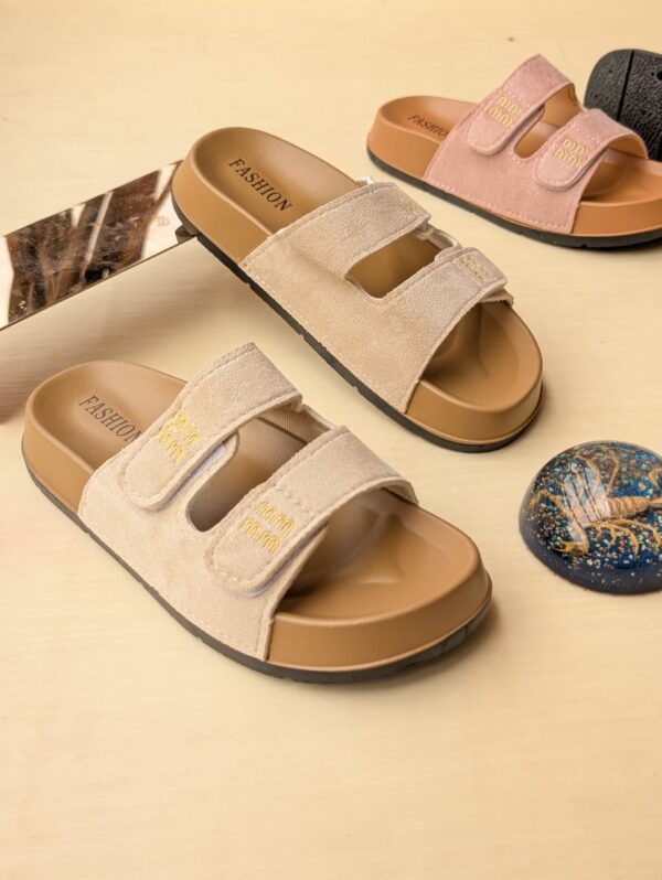 Women's Suede Double Strap Slide women's suede double strap slide