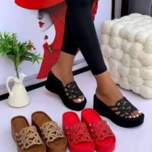 ladies wedge heel slippers