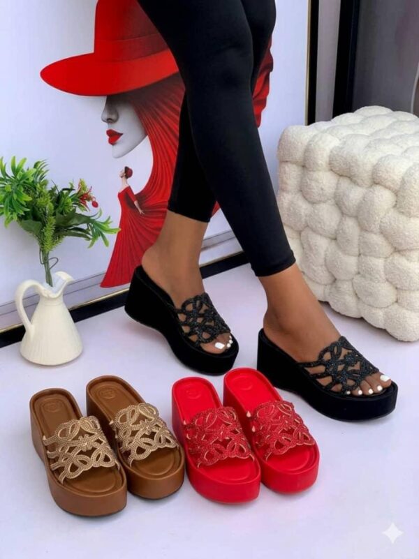 ladies wedge heel slippers
