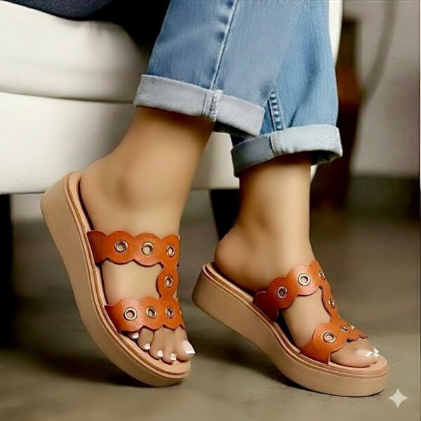 women's solid wedge slippers