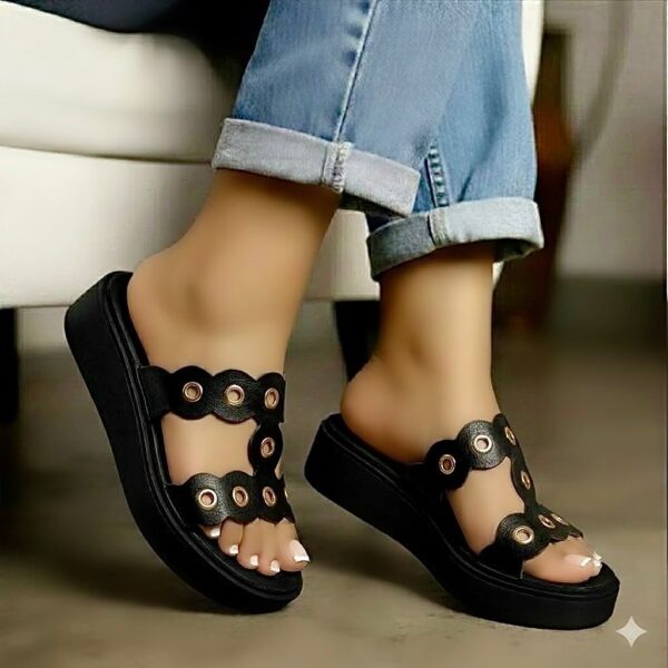 women's solid wedge slippers