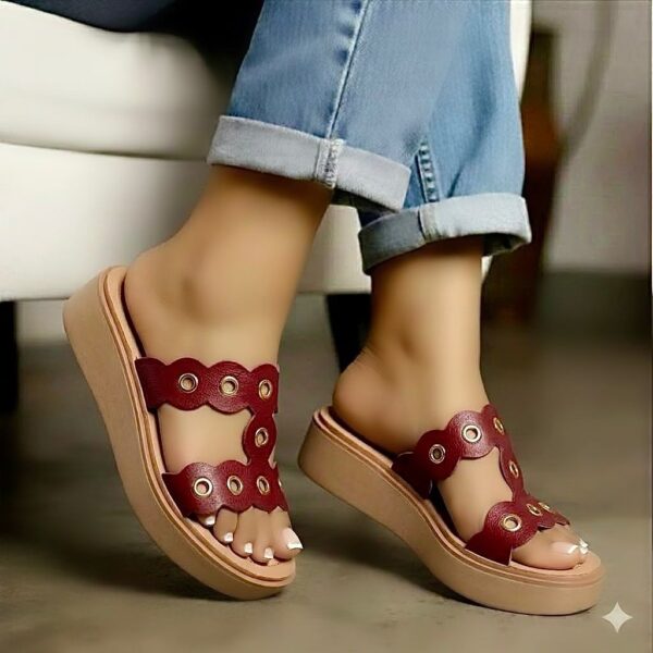 women's solid wedge slippers