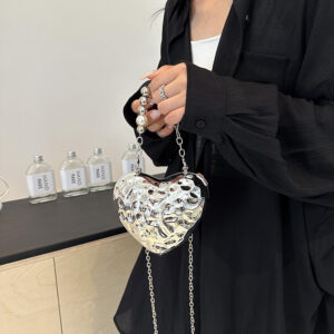 stylish acrylic heart-shaped clutch