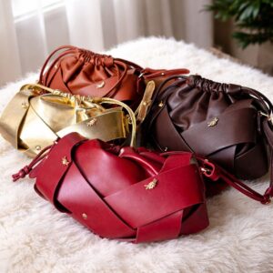 Women's Leather Drawstring Bags