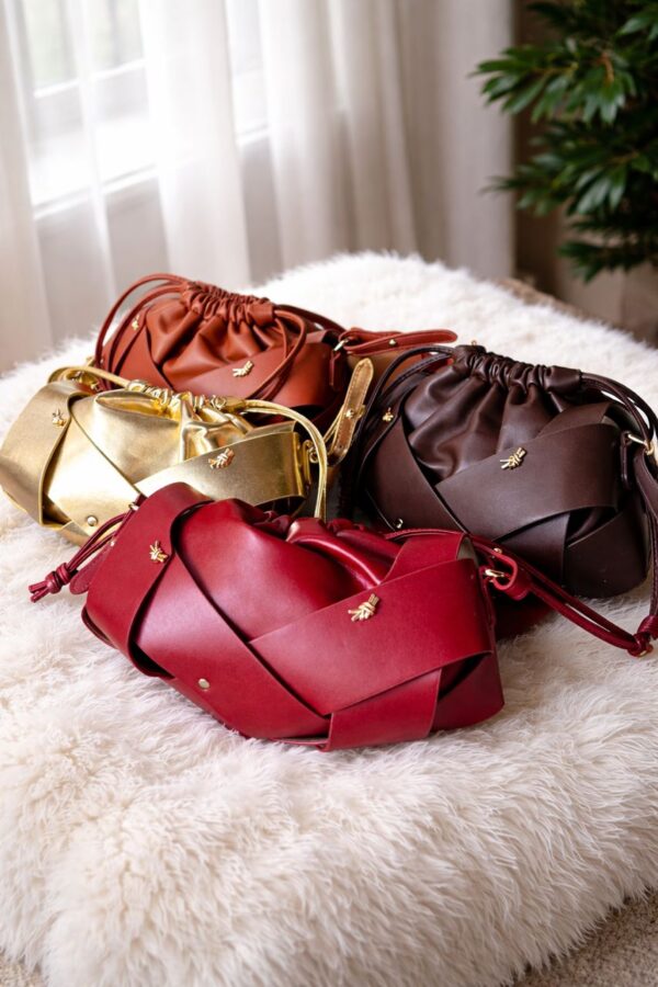 women's leather drawstring bags