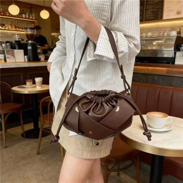 women's leather drawstring bags