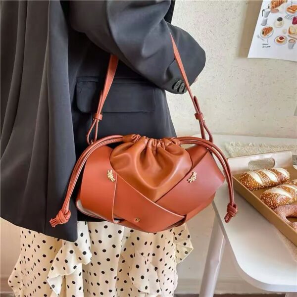 women's leather drawstring bags