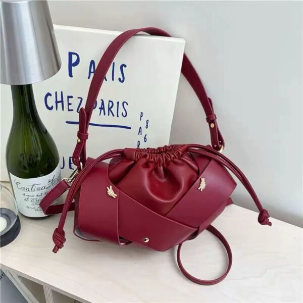 women's leather drawstring bags
