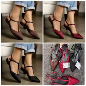 Marketplace & Online Shopping 131 ladies t-strap pointed toe sling-back flat heels