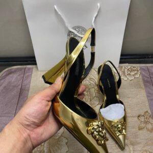 women's metallic gold slingback pumps