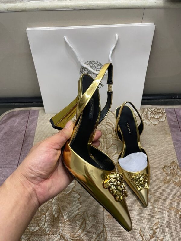 women's metallic gold slingback pumps