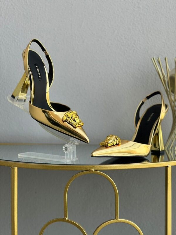 women's metallic gold slingback pumps