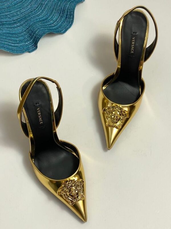 women's metallic gold slingback pumps