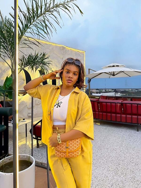 women's fashion yellow linen set