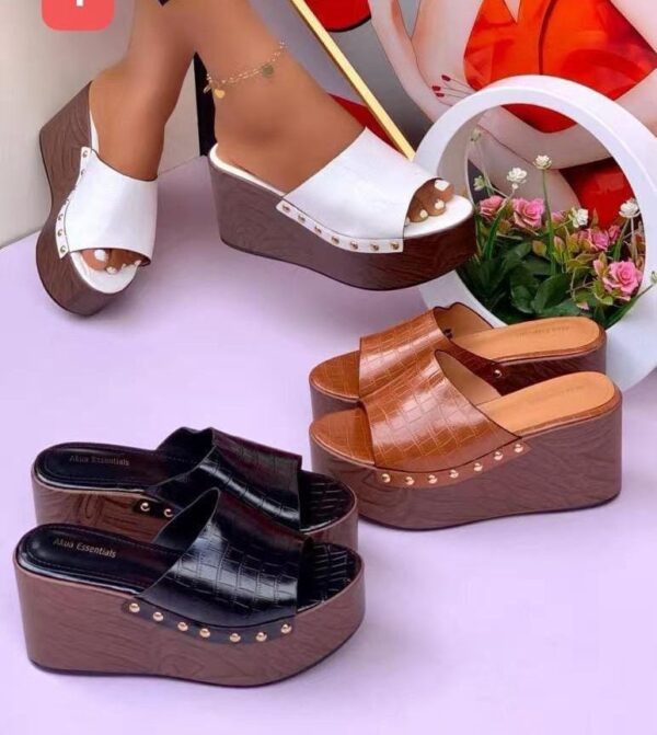 ladies studded wedge slippers