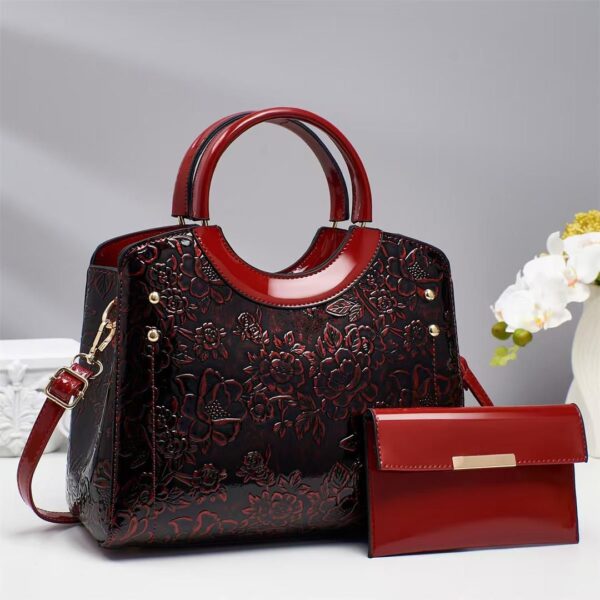 women 2 in 1 embossed pu leather handbag