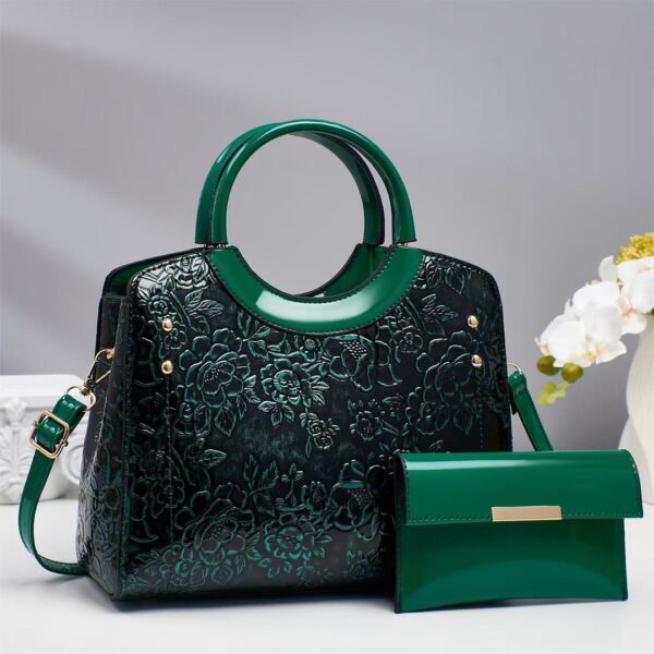 women 2 in 1 embossed pu leather handbag