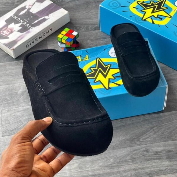 suede open back loafers