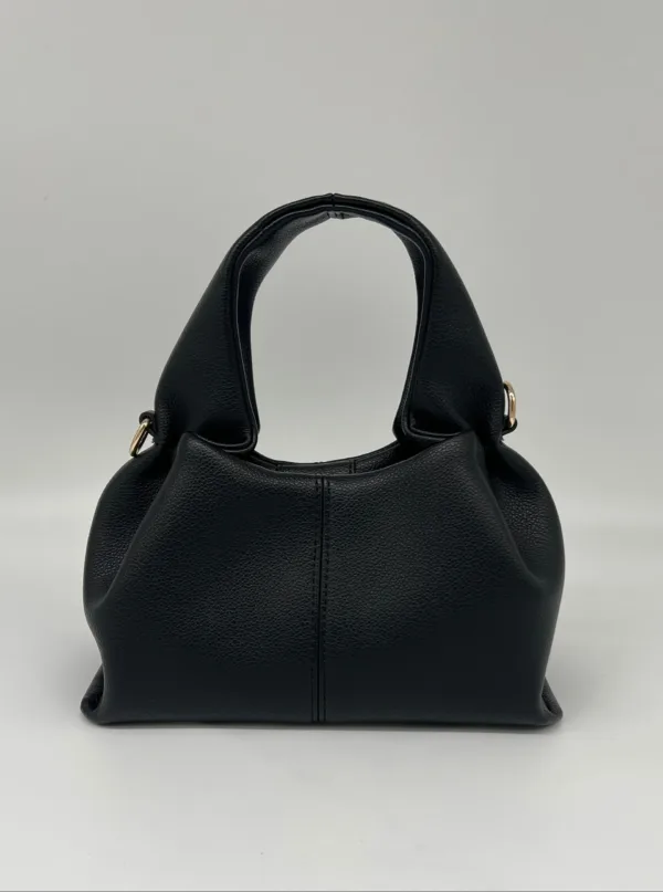 black faux leather hobo handbag