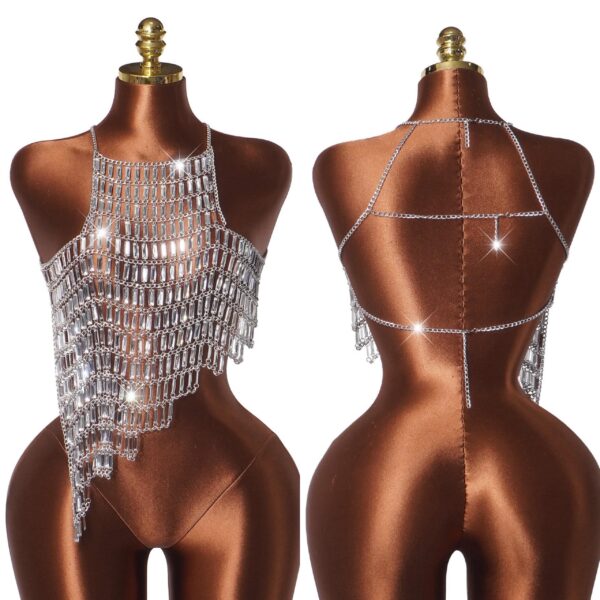 Rhinestone Fringe Chain Top rhinestone fringe chain top