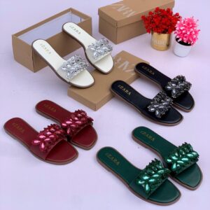 Chic Rhinestone Slip-On Slippers