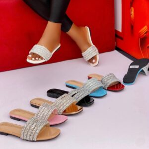 Marketplace & Online Shopping 134 Rhinestone Double Strap Slippers