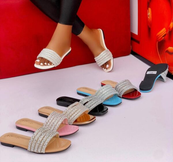 Rhinestone Double Strap Slippers